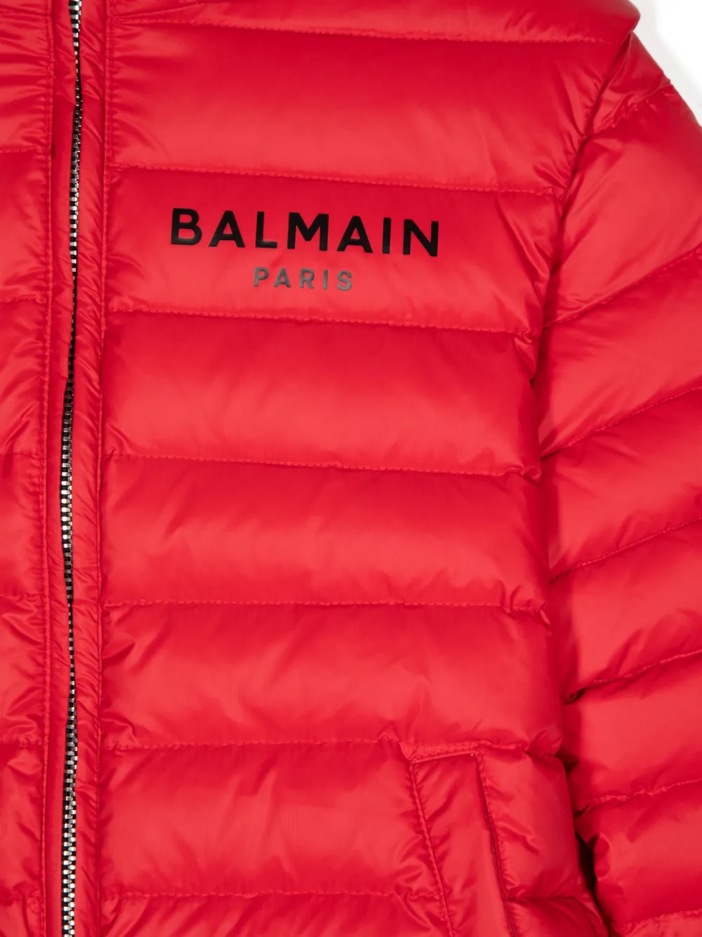 Balmain Kids Gewatteerd jack met logoprint Rood