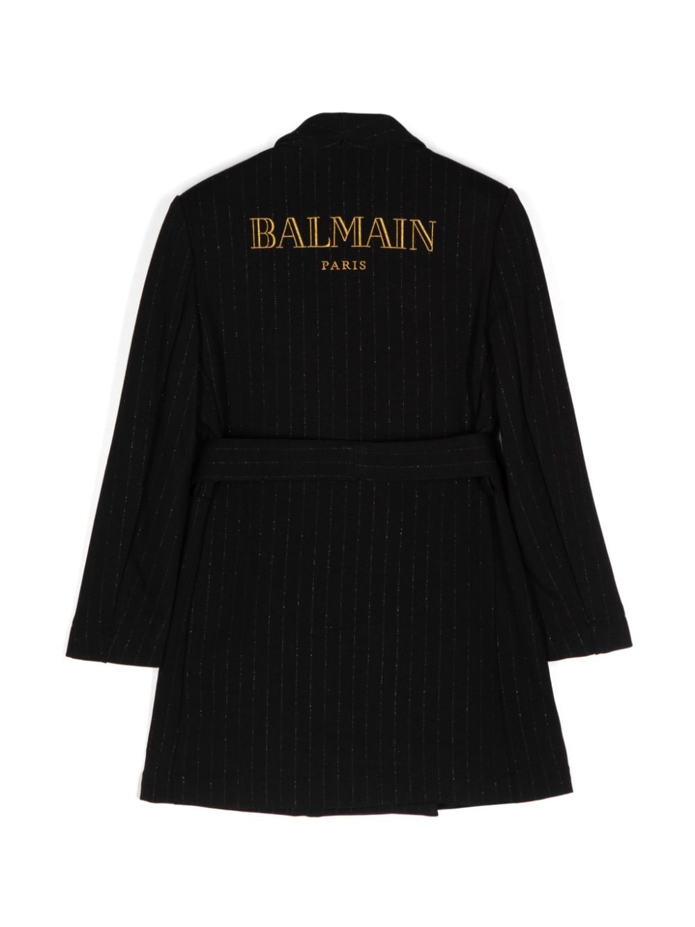 Balmain Kids striped double-breasted coat - Zwart