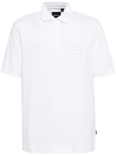 BOSS concealed placket polo shirt