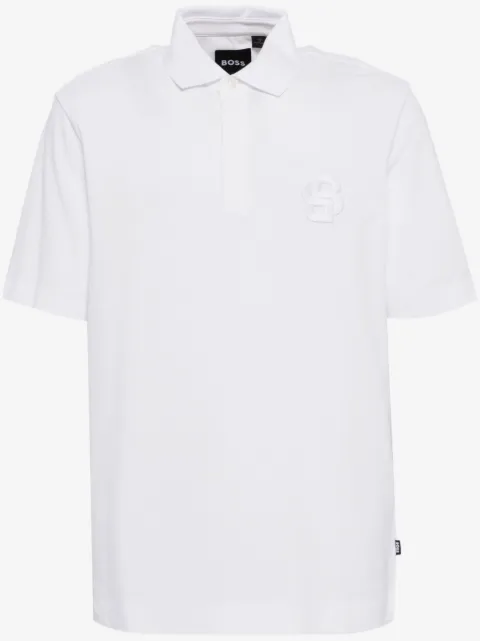 BOSS concealed placket polo shirt