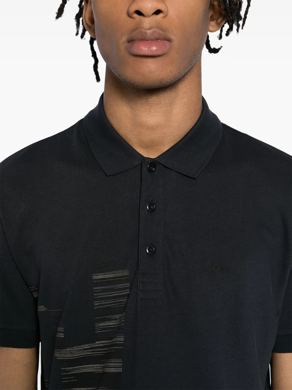 BOSS Poloshirt met grafische print Grijs