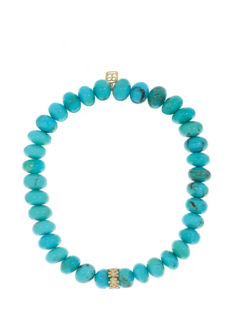 Sydney Evan pulsera Tiny Daisy en oro amarillo de 14kt con turquesa