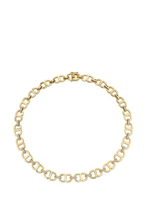 14kt yellow gold diamond link necklace