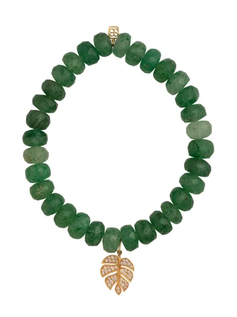 Sydney Evan 14kt yellow gold Monstera Leaf-charm quartz and diamond pendant