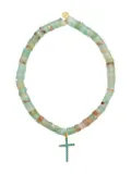 Sydney Evan 14kt yellow gold Cross-charm aquaprase and turquoise bracelet