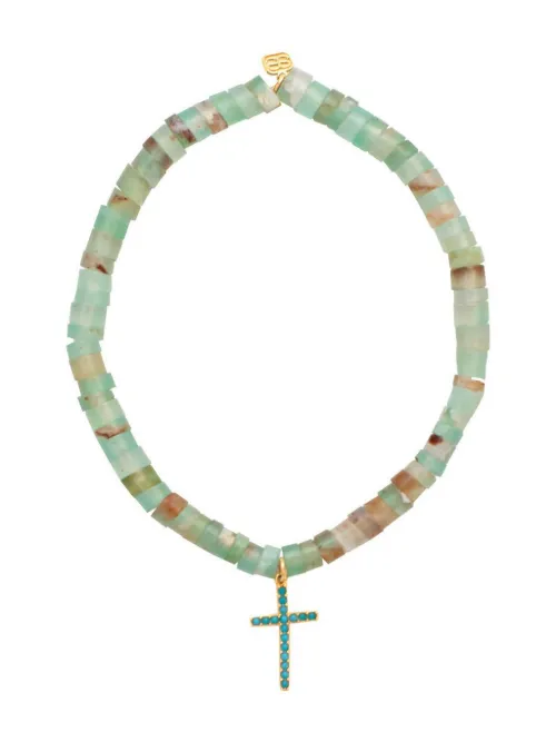 Bracelet en 14ct serti d'aquaprase et de turquoise - Sydney Evan - Modalova