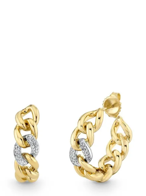 Sydney Evan 14kt yellow gold small Single Link diamond hoop earrings