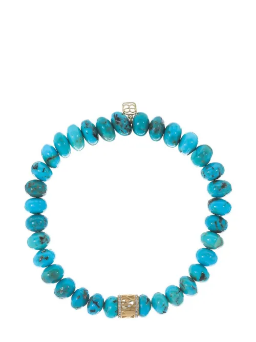 Collier Lucky Rondelle en or 14ct serti de turquoise et de diamants - Sydney Evan - Modalova