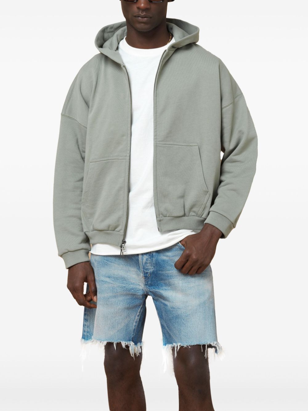 Shop John Elliott Zip-up Hoodie In Green