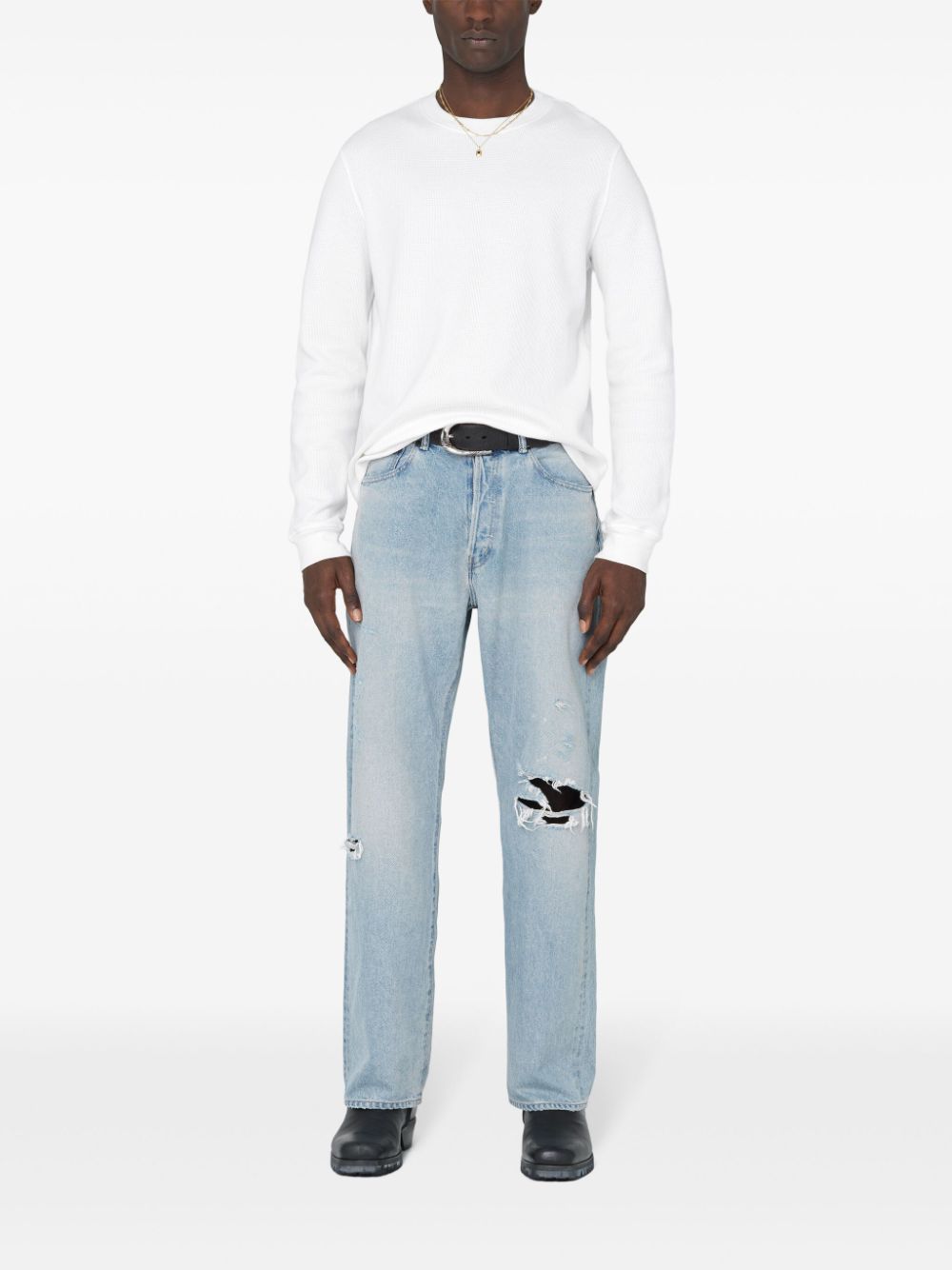 John Elliott ripped straight-leg jeans - Blauw