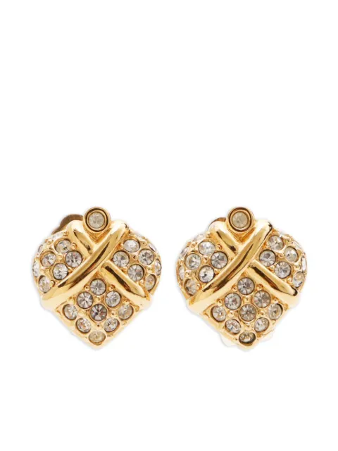 Christian Dior Pre-Owned aretes de clip con detalles de strass