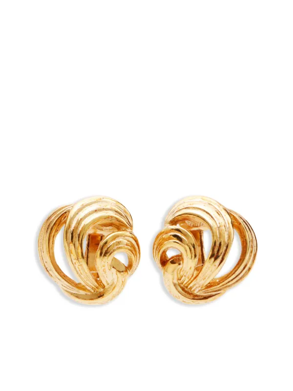 Christian Dior Pre Owned clip on Stud Earrings Gold FARFETCH AU