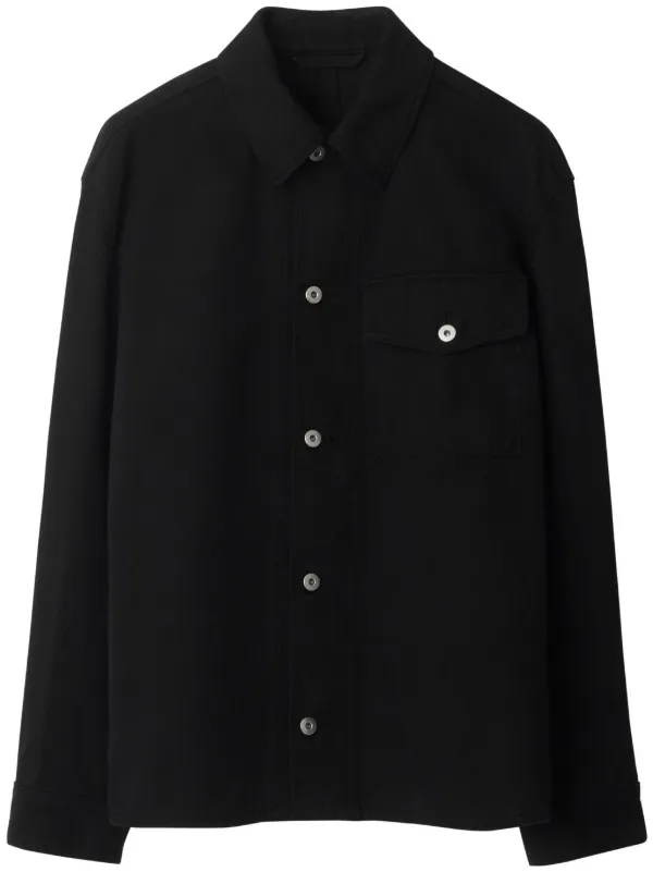BURBERRY｜JACKETS (EKD Wool Overshirt Jacket (8095630)) EKD virgin wool overshirt in green - Burberry | Mytheresa