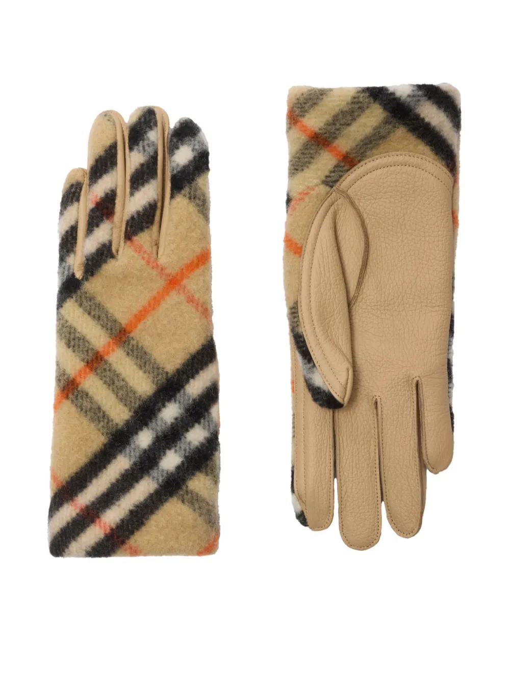 BURBERRY CHECK-PATTERN WOOL GLOVES