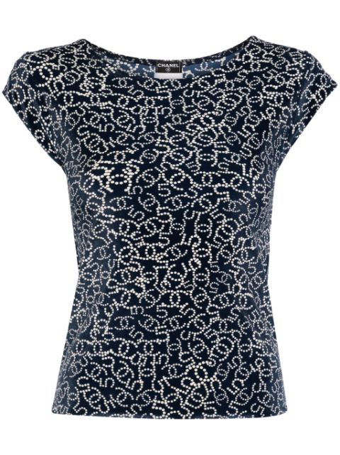 HOT SALE CHANEL 2006 CC-print T-shirt Women