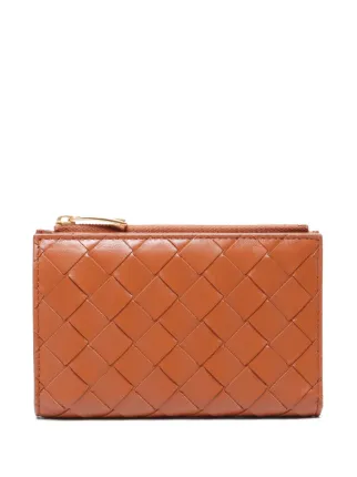 25SS new/BOTTEGA VENETA 15 レザーウォレット Wallet Brown Bottega Veneta Intrecciato Lambskin Tri-Fold Zip Wallet