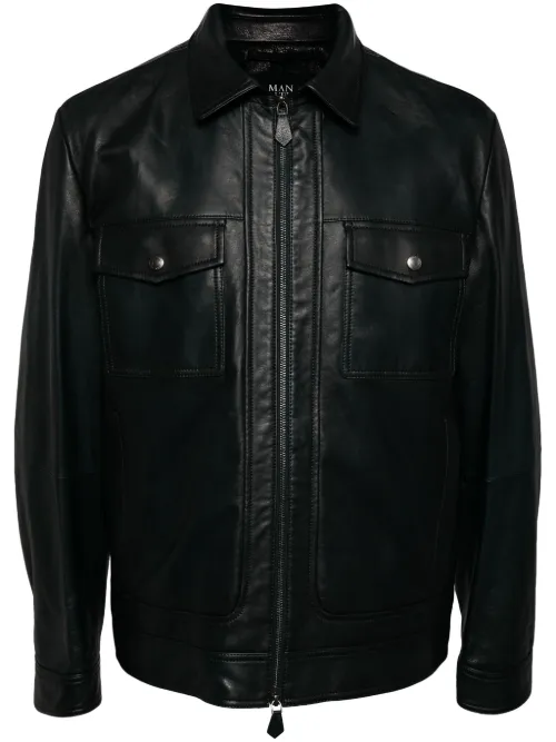 Veste en cuir à fermeture zippée - Man On The Boon. - Modalova