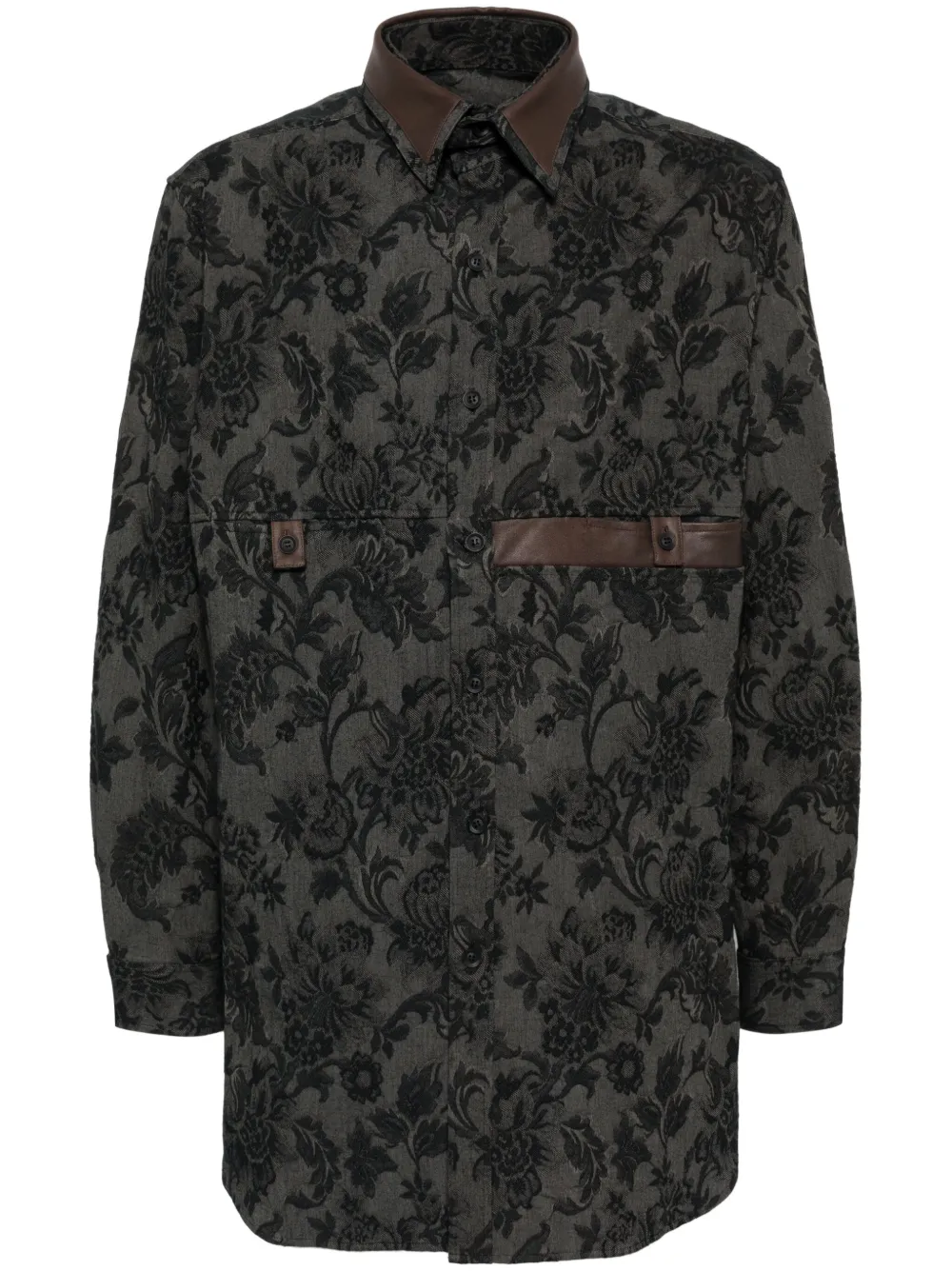 Yohji Yamamoto floral jacquard shirt - Black