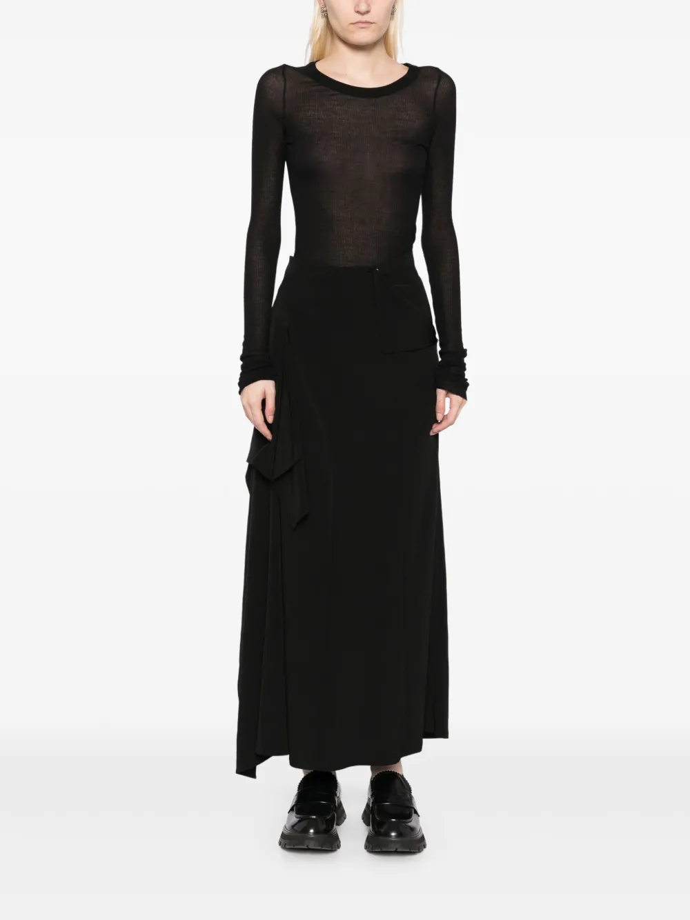 Yohji Yamamoto Gedrapeerde high waist rok - Zwart