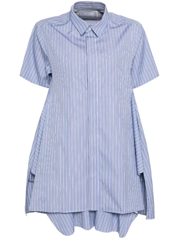 Sacai Striped Shirt Dress Blue FARFETCH AU