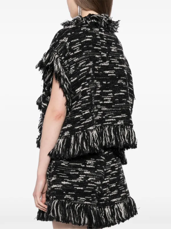 サカイ sacai 新品 ハンガー付き フリンジ付きニットジャケット Sacai フリンジ ニットジャケット | ブラック | FARFETCH JP