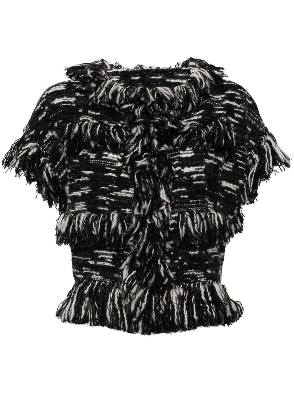 sacai chamarra tejida con borde de flecos | negro | Image 1