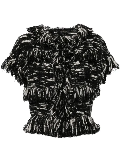 sacai fringed-edge knitted jacket