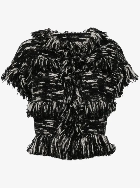 sacai fringed-edge knitted jacket