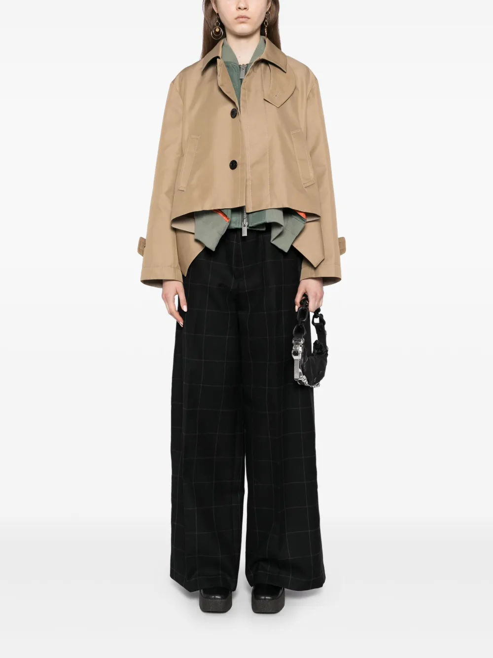 Sacai Geruite broek - Zwart