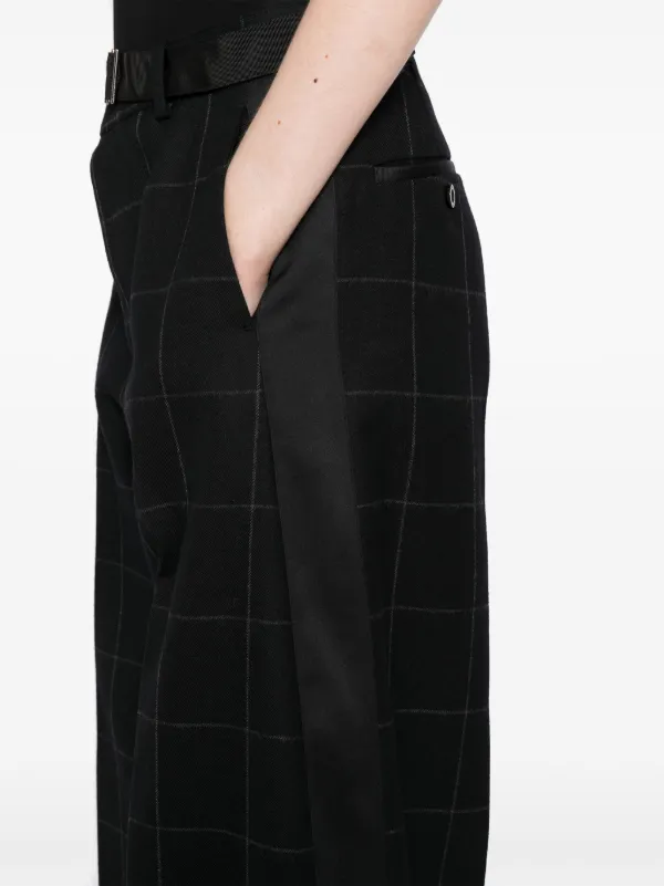 Sacai チェック ワイドパンツ | ブラック | FARFETCH JP