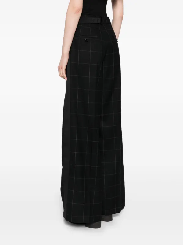 Sacai チェック ワイドパンツ | ブラック | FARFETCH JP