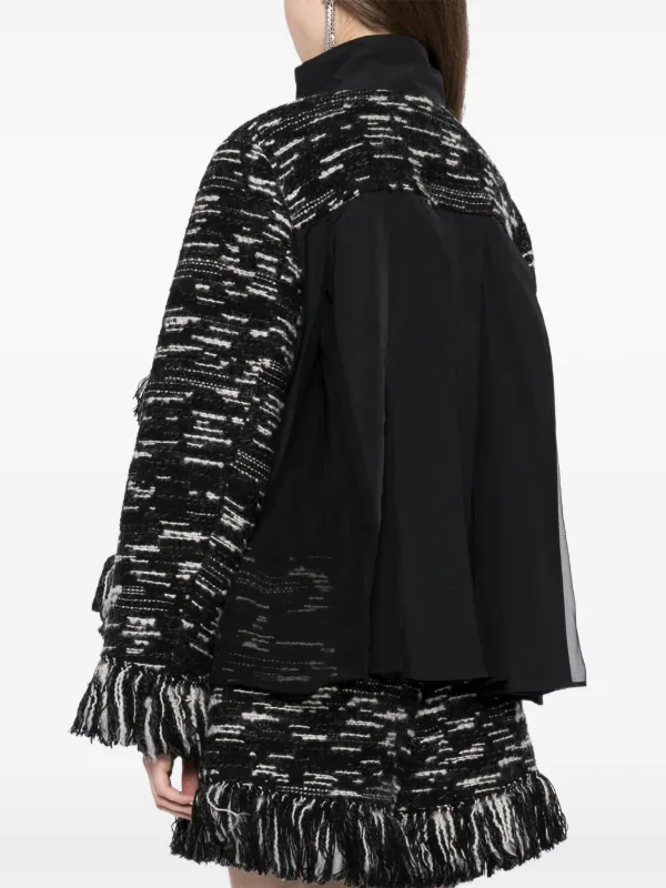 Sacai フリンジ ニットジャケット | ブラック | FARFETCH JP