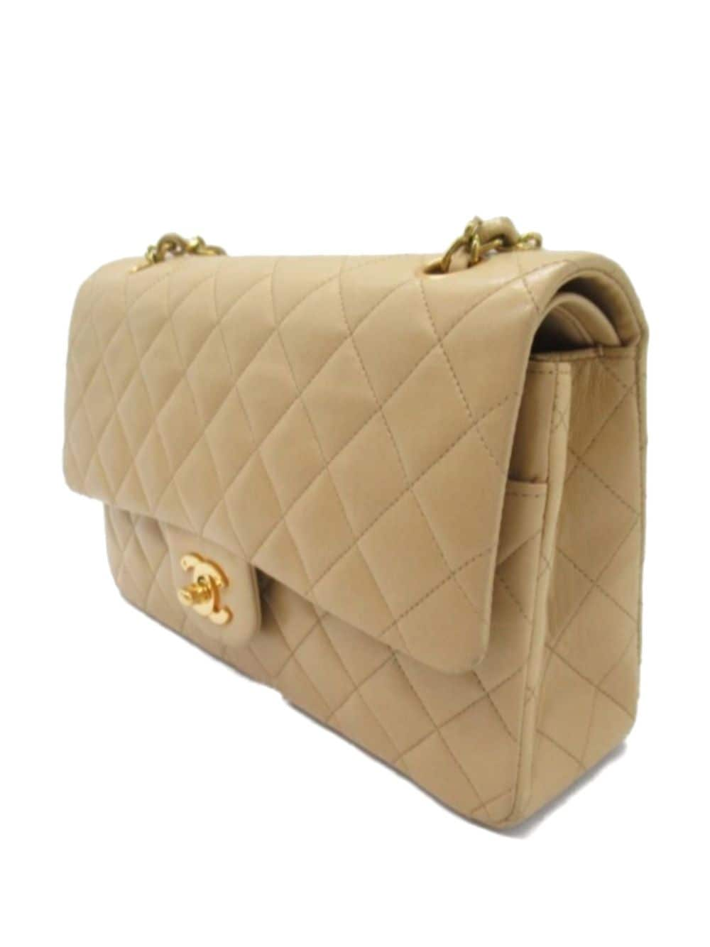 CHANEL Pre-Owned 1991-1994 medium Double Flap shoulder bag - Beige