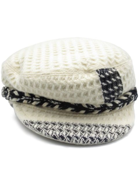 HOT SALE CHANEL 1986-1988 waffle-knit casquette hat Women