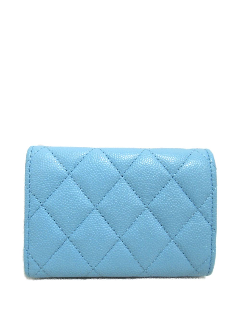 CHANEL Pre-Owned 2010s CC diamond-quilted tri-fold wallet - Blauw