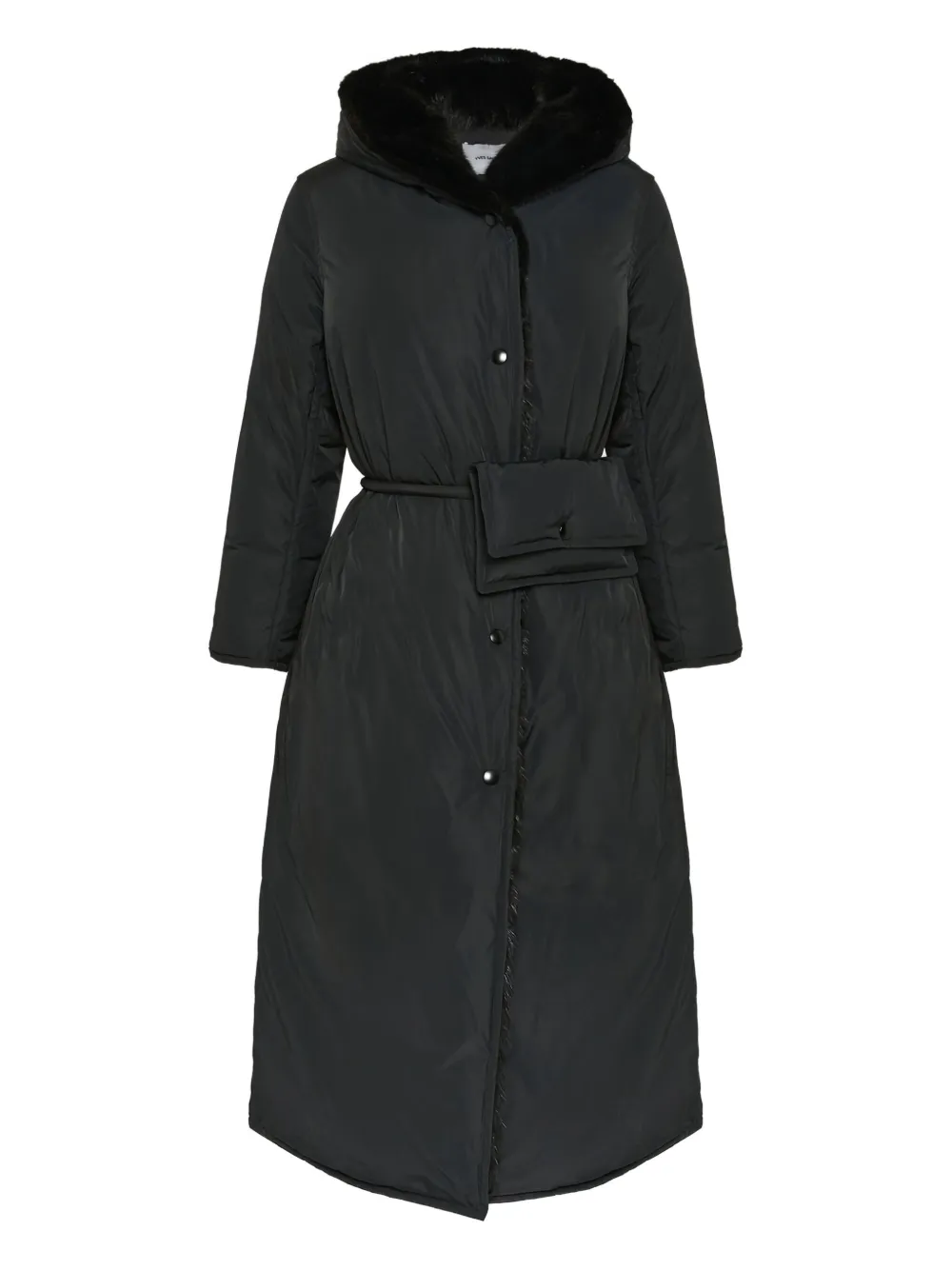 Yves Salomon fur-trimmed belted coat | Black | Image 1