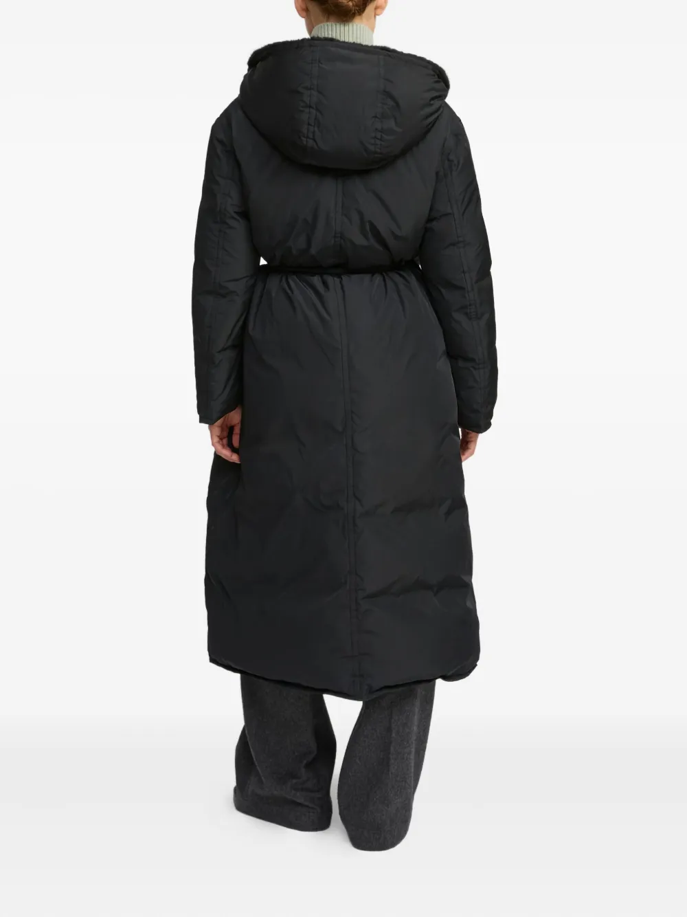 Yves Salomon Fur-trimmed Belted Coat In Black