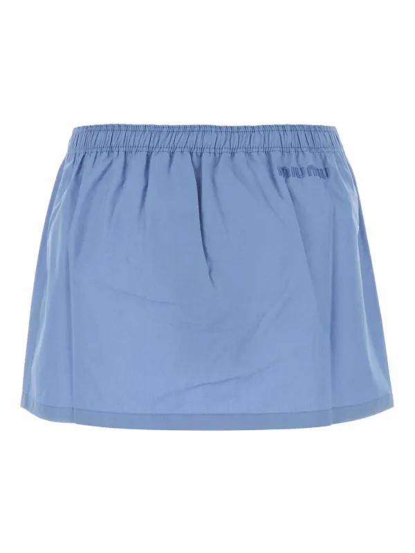 Miu Miu Poplin Mini Skirt | Blue | FARFETCH GR