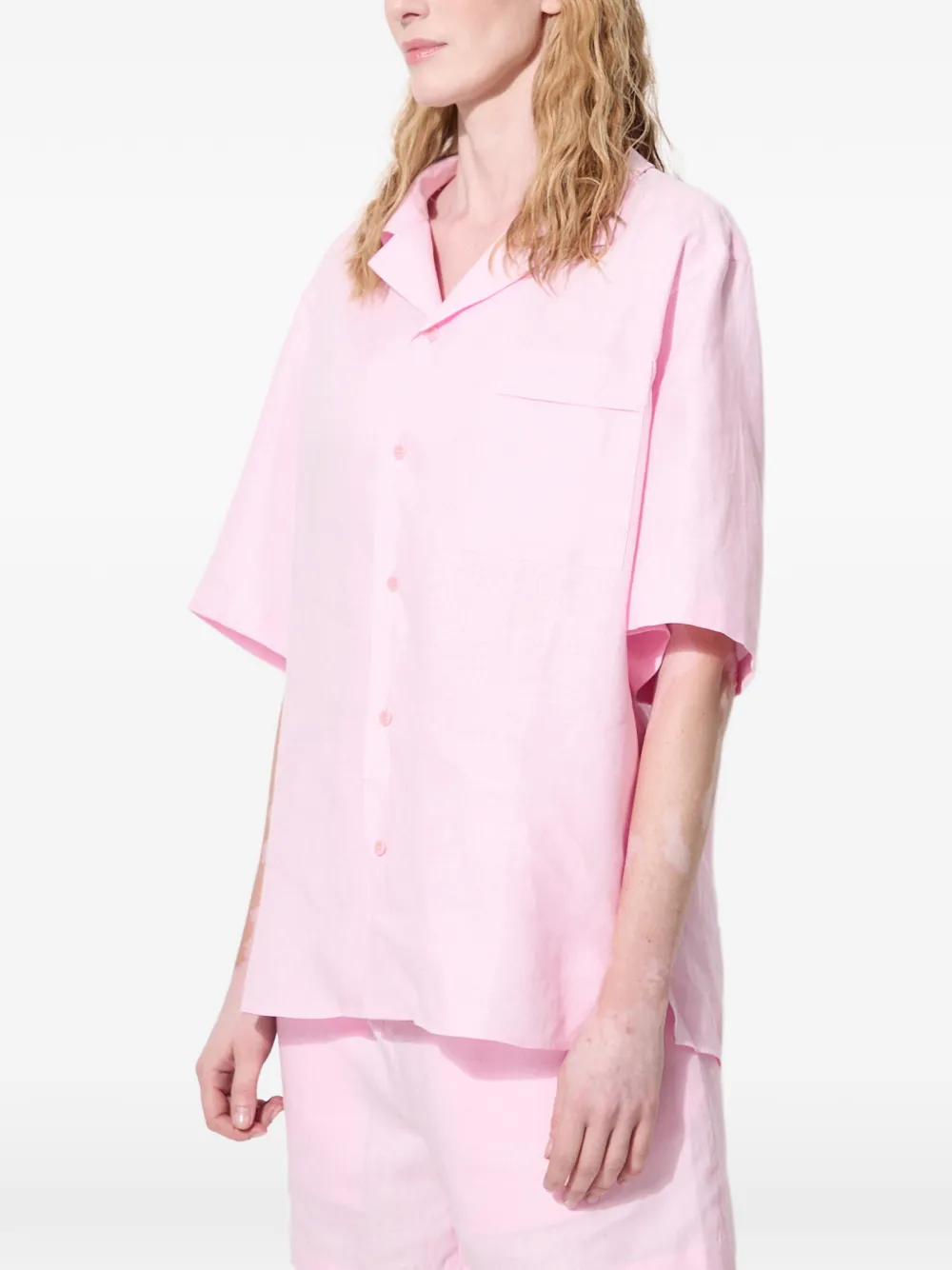 Pangaia Camicia a maniche corte con taschino - Rosa