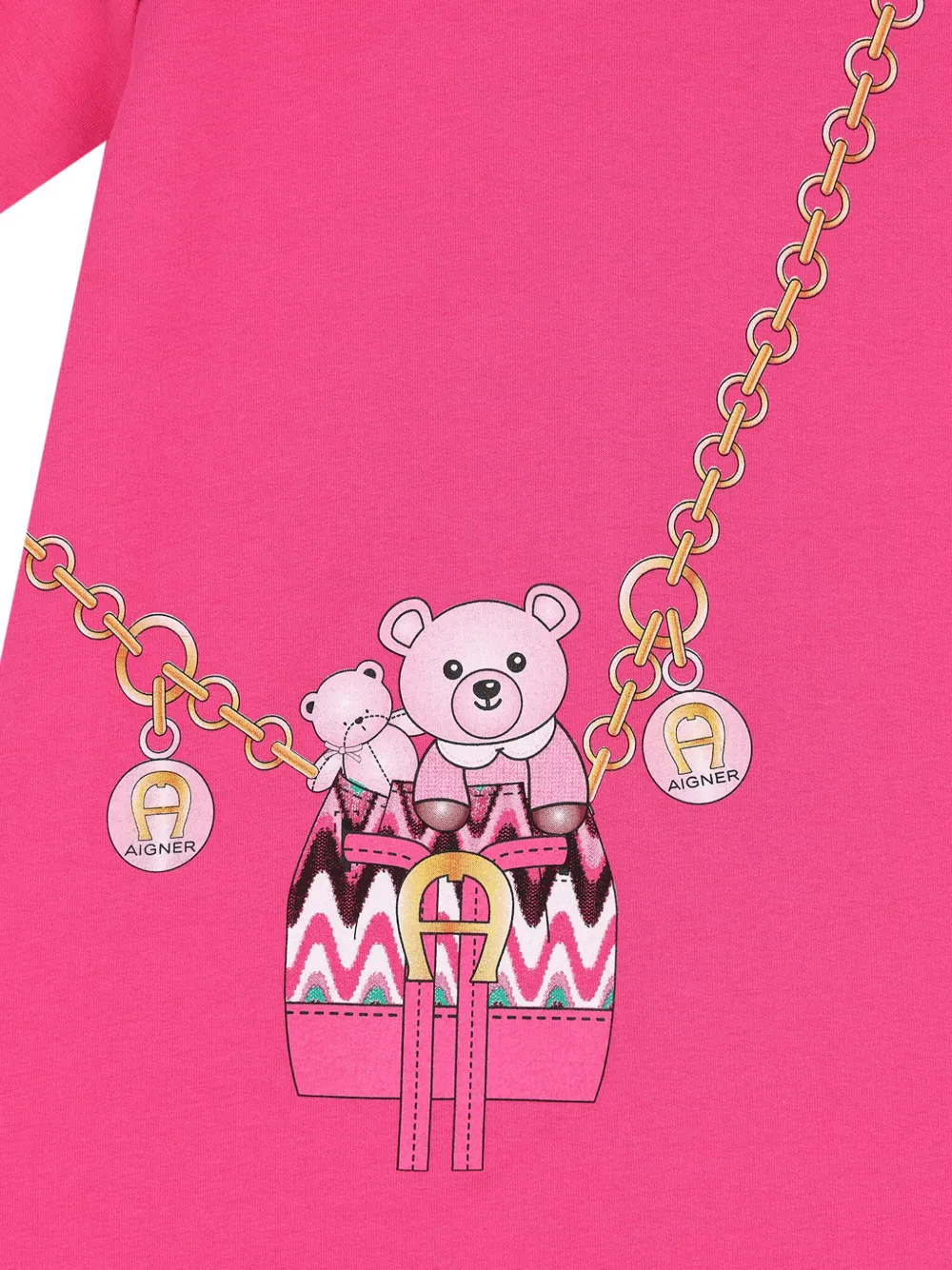 Aigner Kids Katoenen-jersey jurk met grafische print Roze