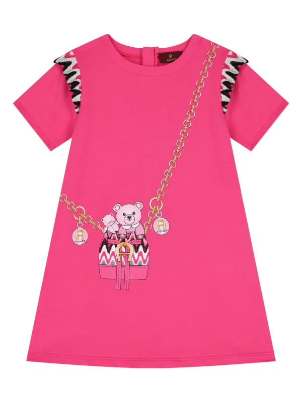 Aigner Kids graphic-print cotton-jersey Dress Pink FARFETCH LB