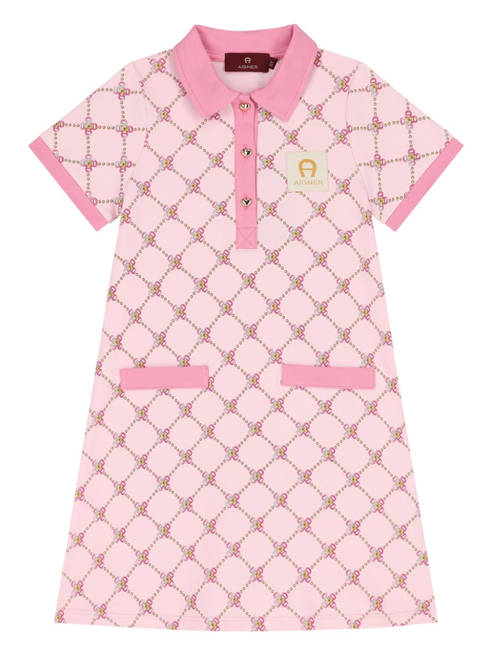 Aigner Kids Jersey polojurk met all-over logo Roze