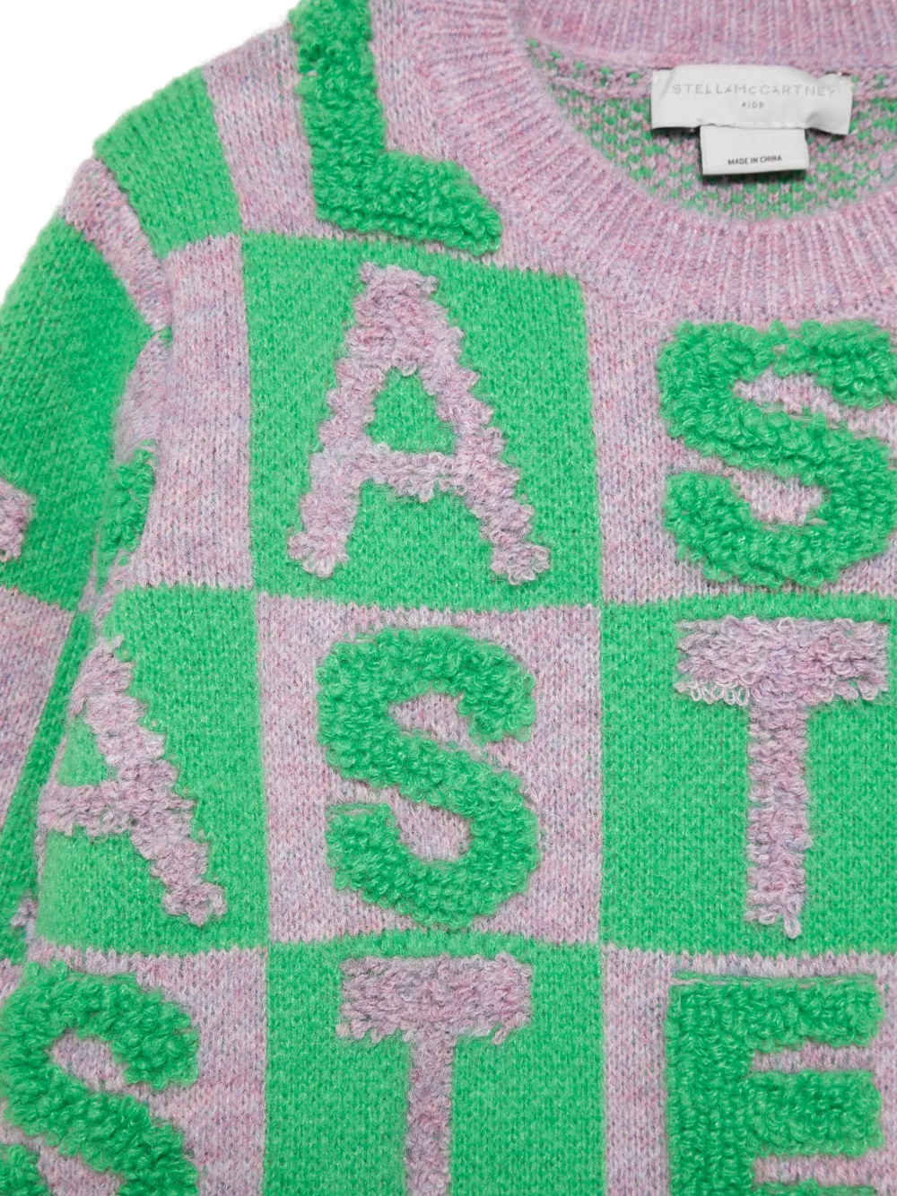 Stella McCartney Kids Gebreide jurk met logo-applicatie Paars
