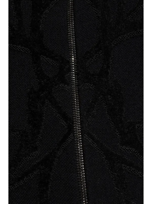 VERSACE スカーフ カーディガン 長袖 ブラック ペイズリー D Versace zip-up Cardigan | Black | FARFETCH