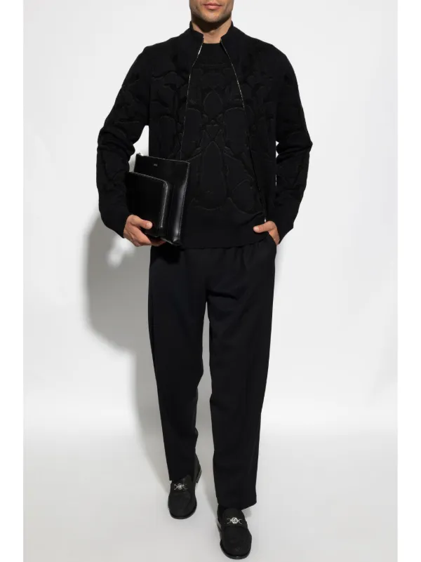 VERSACE スカーフ カーディガン 長袖 ブラック ペイズリー D Versace zip-up Cardigan | Black | FARFETCH