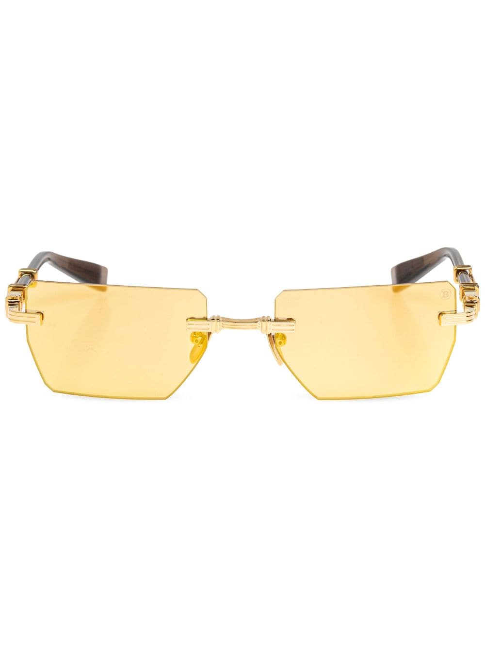 Shop Balmain Eyewear Bps-150g-53 Rectangle-frame Sunglasses In Gold