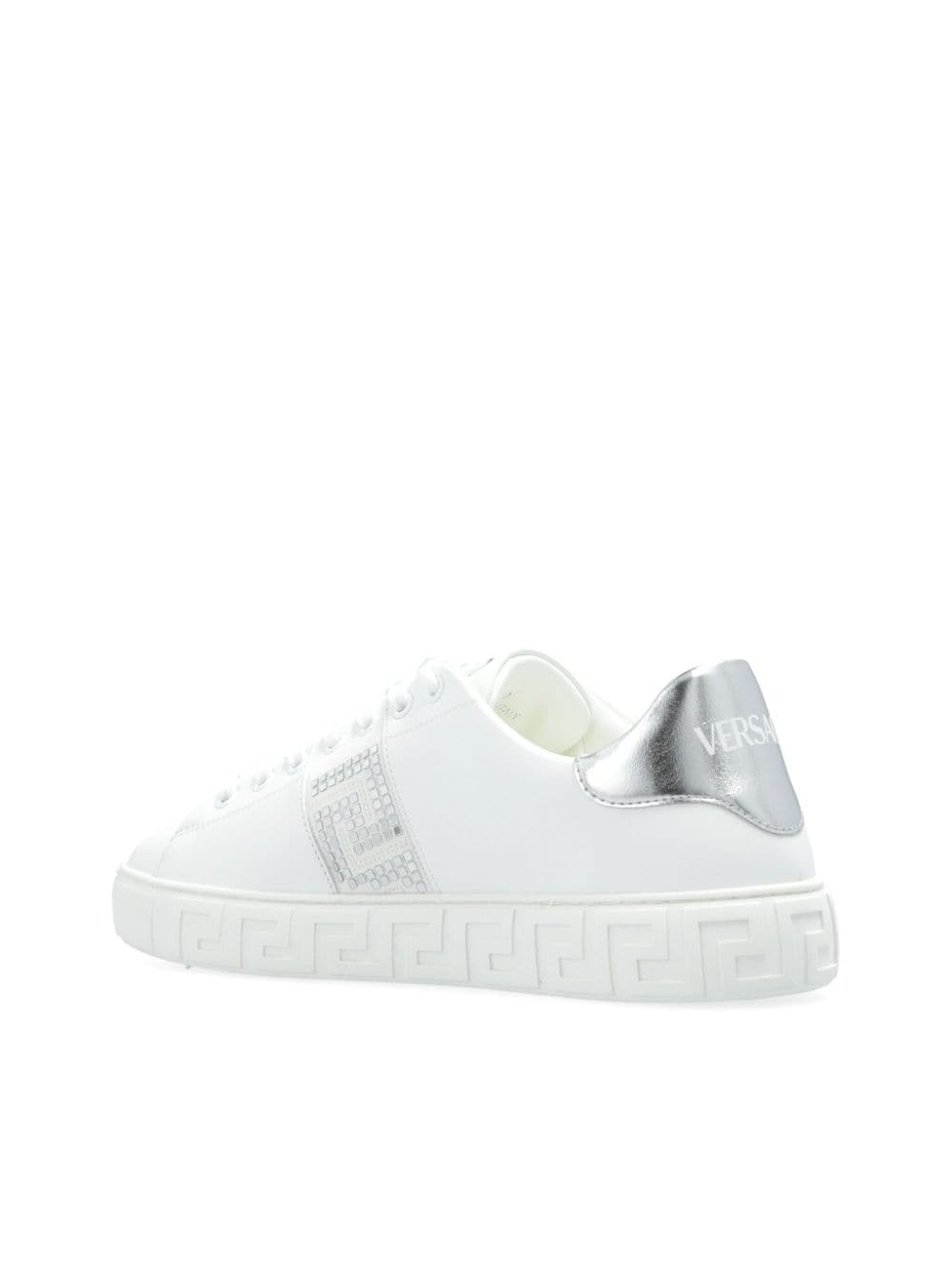 Shop Versace Crystal Greca Sneakers In White