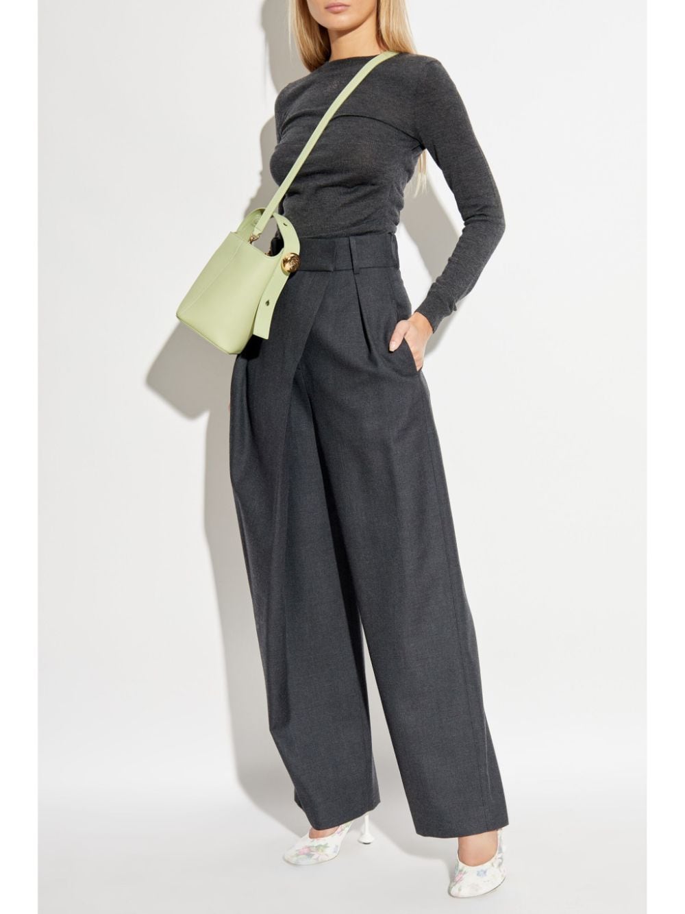 Shop Loewe Draped Sweater In Anthracite