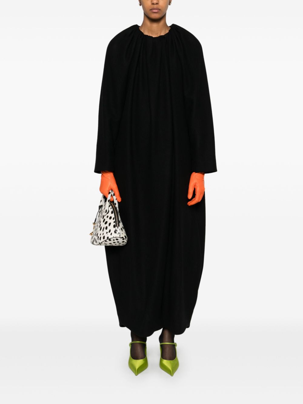 Shop Rochas Gathered-neck Coat In Black