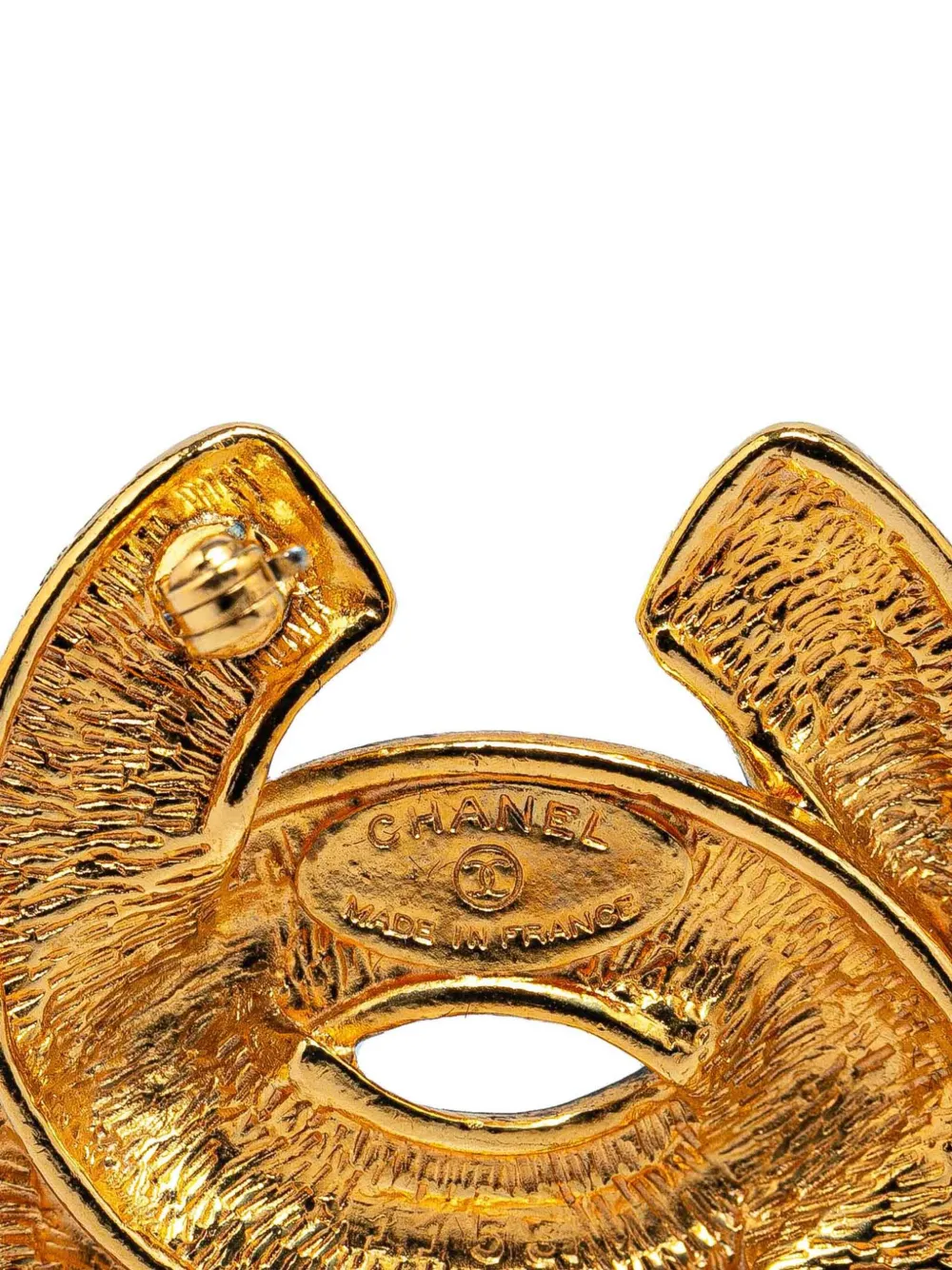 CHANEL Pre-Owned 1970-1980 Gold Plated CC Quilted costume brooch - Goud